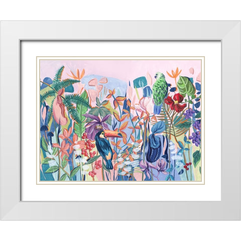 Tropical Paradise Botanica I White Modern Wood Framed Art Print with Double Matting by Wang, Melissa