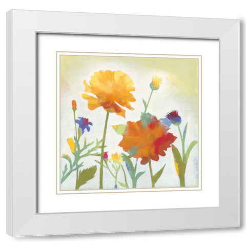 Chelsea Floral I White Modern Wood Framed Art Print with Double Matting by Meagher, Megan