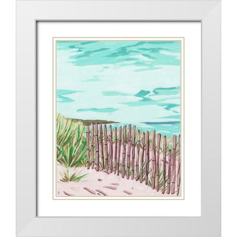 Beach Fence I White Modern Wood Framed Art Print with Double Matting by Wang, Melissa