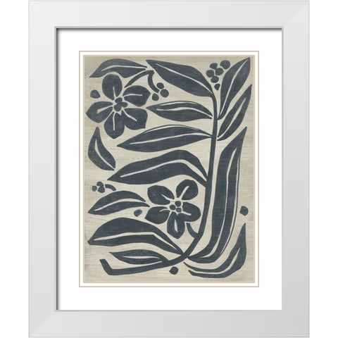Island Folk Flowers I White Modern Wood Framed Art Print with Double Matting by Vess, June Erica