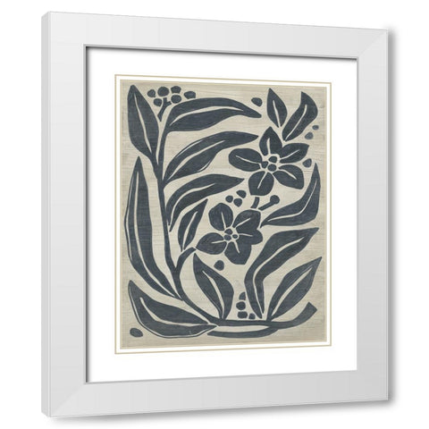 Island Folk Flowers II White Modern Wood Framed Art Print with Double Matting by Vess, June Erica