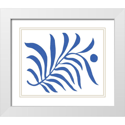 Blue Fern I White Modern Wood Framed Art Print with Double Matting by Green, Jacob