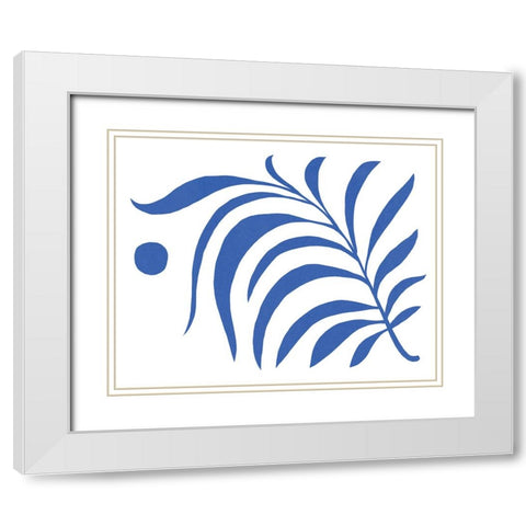 Blue Fern II White Modern Wood Framed Art Print with Double Matting by Green, Jacob