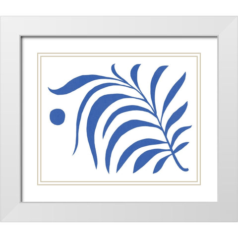 Blue Fern II White Modern Wood Framed Art Print with Double Matting by Green, Jacob