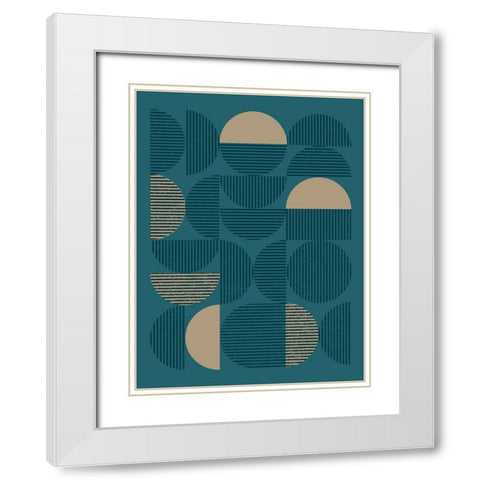 Teal Sand Geo I White Modern Wood Framed Art Print with Double Matting by Vision Studio