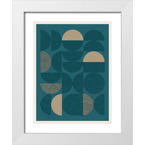 Teal Sand Geo I White Modern Wood Framed Art Print with Double Matting by Vision Studio