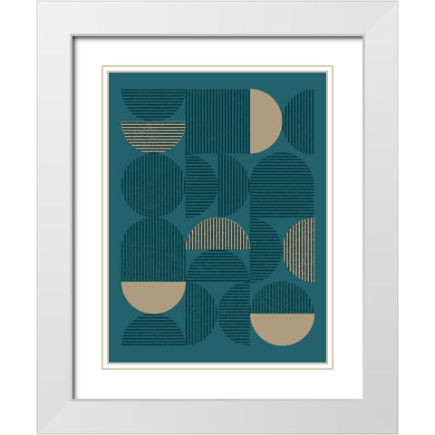 Teal Sand Geo II White Modern Wood Framed Art Print with Double Matting by Vision Studio