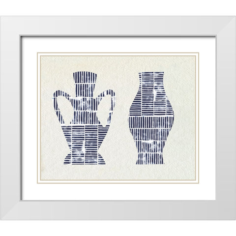 Dashed Modern Vases II White Modern Wood Framed Art Print with Double Matting by Sizemore, Natalie