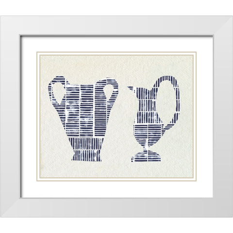 Dashed Modern Vases III White Modern Wood Framed Art Print with Double Matting by Sizemore, Natalie