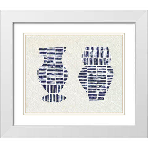 Dashed Modern Vases IV White Modern Wood Framed Art Print with Double Matting by Sizemore, Natalie