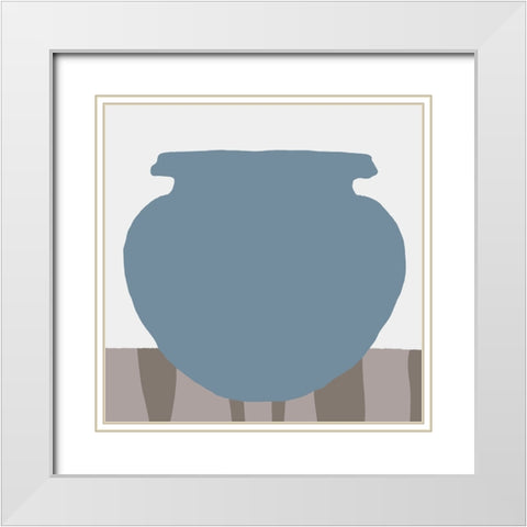 Indigo Striped Vase I White Modern Wood Framed Art Print with Double Matting by Vision Studio