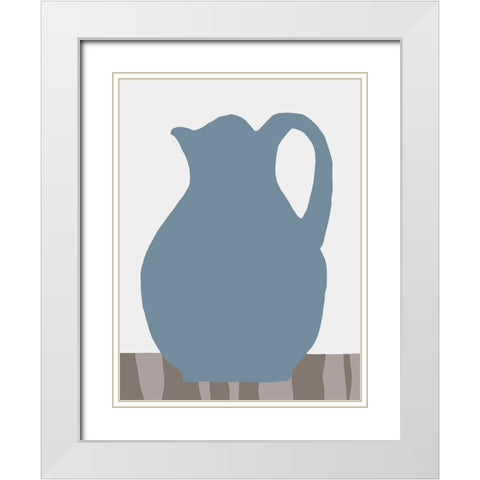 Indigo Striped Vase III White Modern Wood Framed Art Print with Double Matting by Vision Studio
