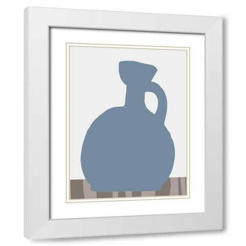 Indigo Striped Vase IV White Modern Wood Framed Art Print with Double Matting by Vision Studio