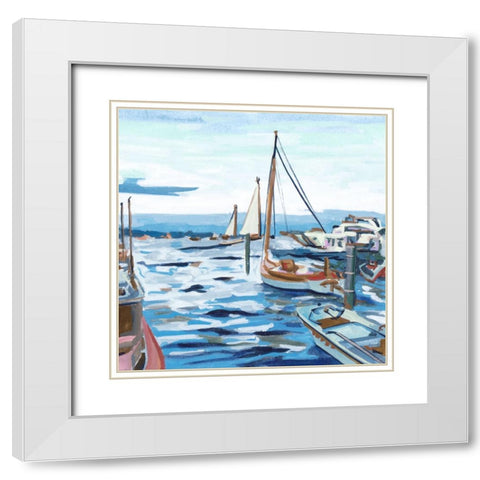 Blue Bay II White Modern Wood Framed Art Print with Double Matting by Wang, Melissa