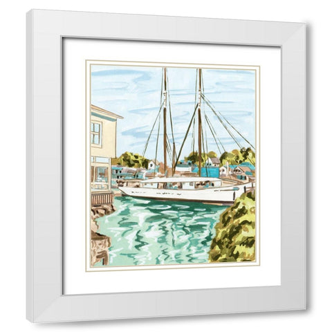 Summer Sails II White Modern Wood Framed Art Print with Double Matting by Wang, Melissa