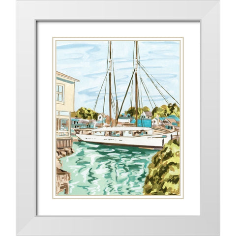 Summer Sails II White Modern Wood Framed Art Print with Double Matting by Wang, Melissa
