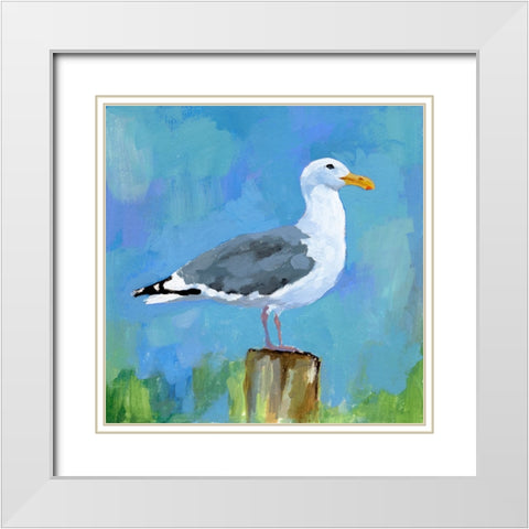 Salty Gull I White Modern Wood Framed Art Print with Double Matting by Barnes, Victoria