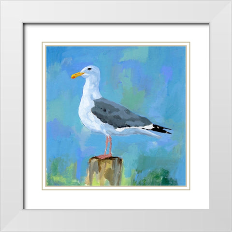 Salty Gull II White Modern Wood Framed Art Print with Double Matting by Barnes, Victoria