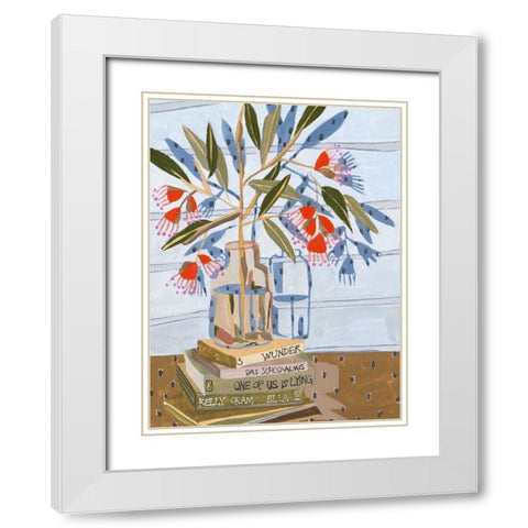 Vase and Books I White Modern Wood Framed Art Print with Double Matting by Wang, Melissa