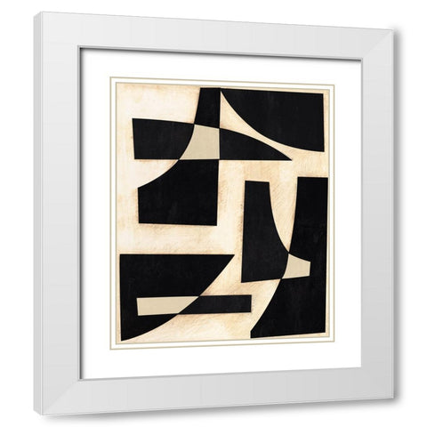 Onyx Cutout Shapes I White Modern Wood Framed Art Print with Double Matting by Moore, Regina