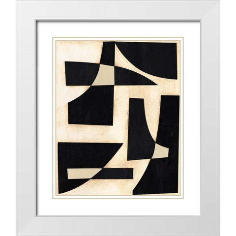 Onyx Cutout Shapes I White Modern Wood Framed Art Print with Double Matting by Moore, Regina