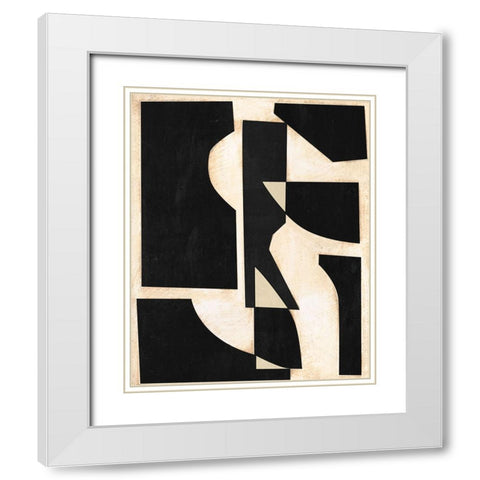 Onyx Cutout Shapes II White Modern Wood Framed Art Print with Double Matting by Moore, Regina