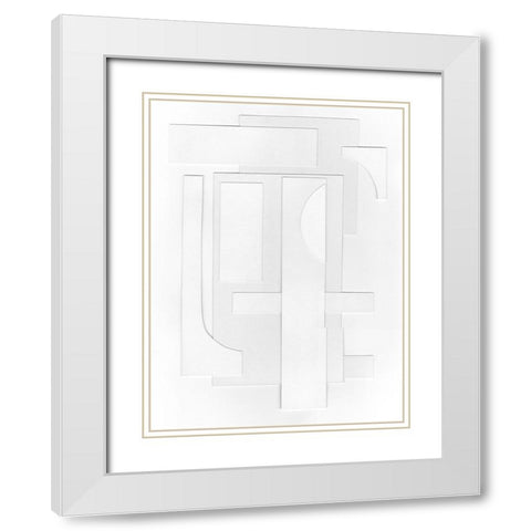 White Geometric I White Modern Wood Framed Art Print with Double Matting by Willett, Michael