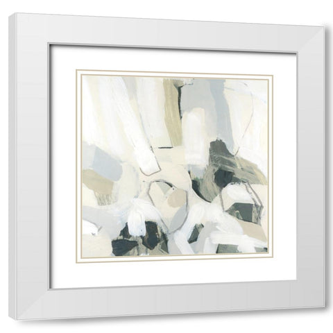 Stone Flecks III White Modern Wood Framed Art Print with Double Matting by Vess, June Erica
