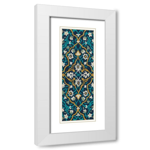 Cobalt Tapestry I White Modern Wood Framed Art Print with Double Matting by Zarris, Chariklia