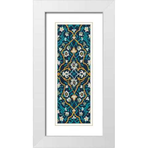 Cobalt Tapestry I White Modern Wood Framed Art Print with Double Matting by Zarris, Chariklia