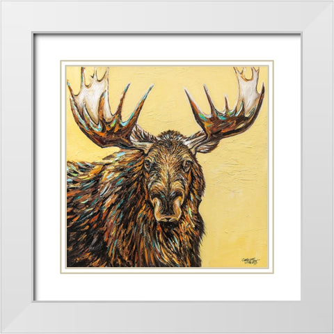 A Large Moose White Modern Wood Framed Art Print with Double Matting by Vitaletti, Carolee