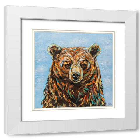 A Large Bear White Modern Wood Framed Art Print with Double Matting by Vitaletti, Carolee