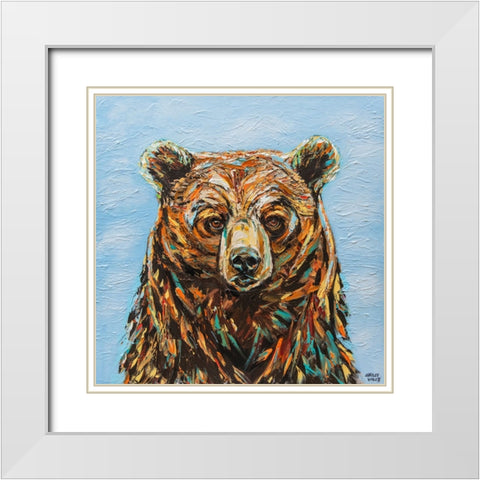 A Large Bear White Modern Wood Framed Art Print with Double Matting by Vitaletti, Carolee