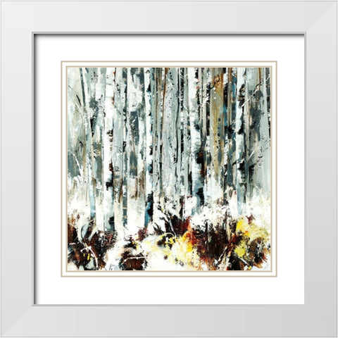 Into the Birches White Modern Wood Framed Art Print with Double Matting by Edmunds, Sydney
