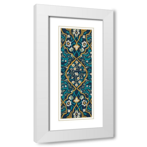 Cobalt Tapestry II White Modern Wood Framed Art Print with Double Matting by Zarris, Chariklia