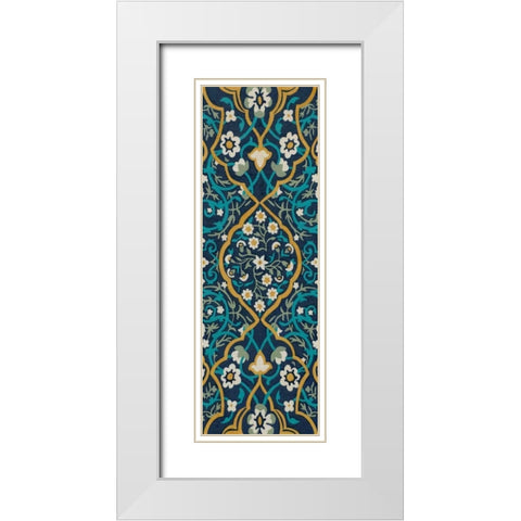 Cobalt Tapestry II White Modern Wood Framed Art Print with Double Matting by Zarris, Chariklia