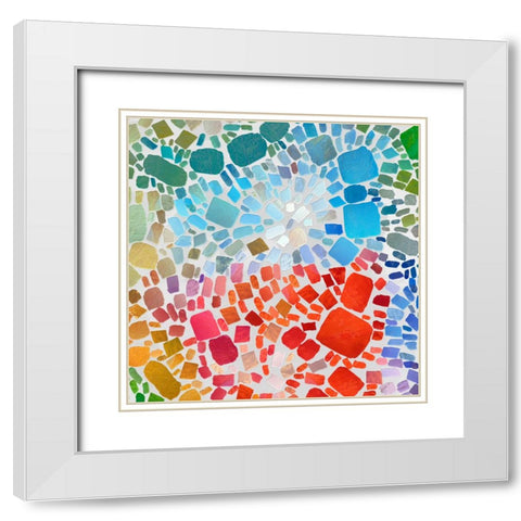 Colorful Bedrock I White Modern Wood Framed Art Print with Double Matting by Saunders, Alonzo