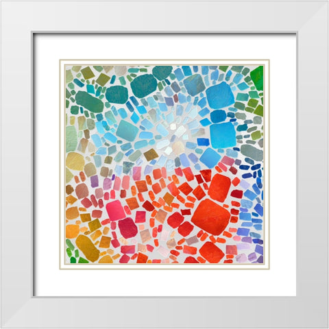 Colorful Bedrock I White Modern Wood Framed Art Print with Double Matting by Saunders, Alonzo