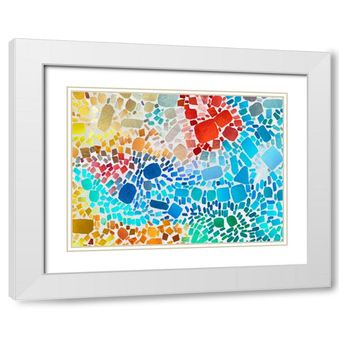 Colorful Bedrock IV White Modern Wood Framed Art Print with Double Matting by Saunders, Alonzo