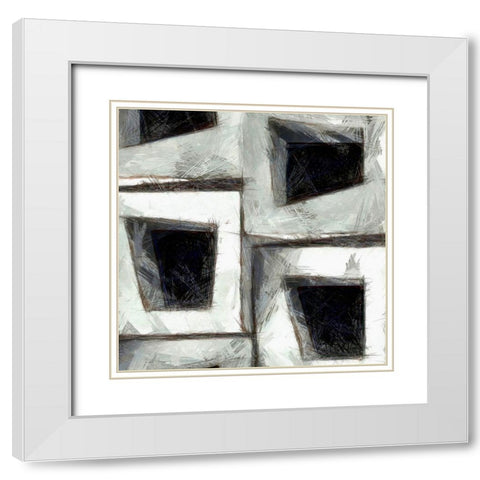 Sketchy Blocks II White Modern Wood Framed Art Print with Double Matting by Saunders, Alonzo
