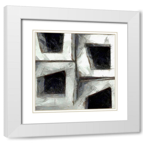 Sketchy Blocks III White Modern Wood Framed Art Print with Double Matting by Saunders, Alonzo