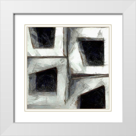 Sketchy Blocks III White Modern Wood Framed Art Print with Double Matting by Saunders, Alonzo