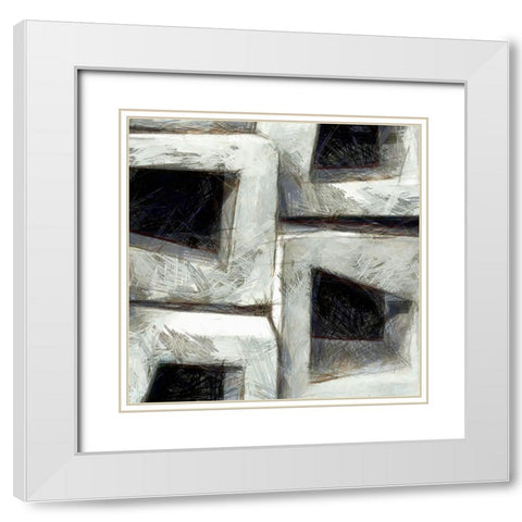 Sketchy Blocks IV White Modern Wood Framed Art Print with Double Matting by Saunders, Alonzo