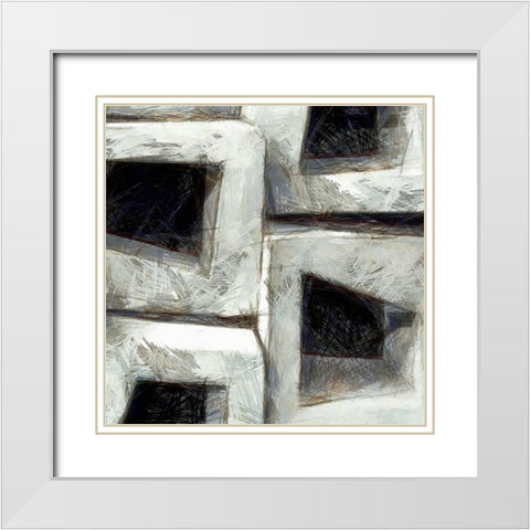 Sketchy Blocks IV White Modern Wood Framed Art Print with Double Matting by Saunders, Alonzo
