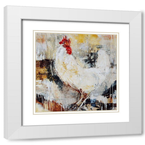 Cockerel White Modern Wood Framed Art Print with Double Matting by Maas, Jodi