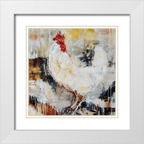Cockerel White Modern Wood Framed Art Print with Double Matting by Maas, Jodi