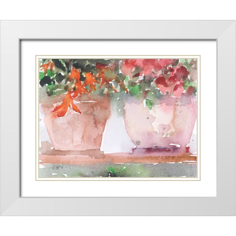 Florals From the Balcony II White Modern Wood Framed Art Print with Double Matting by Dixon, Samuel