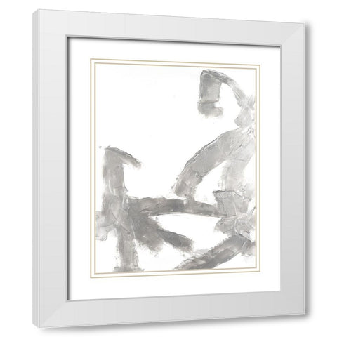 Silvery Strokes I White Modern Wood Framed Art Print with Double Matting by Willett, Michael