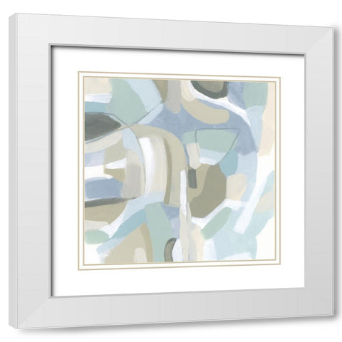 Blue Vibration I White Modern Wood Framed Art Print with Double Matting by Vess, June Erica