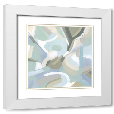 Blue Vibration III White Modern Wood Framed Art Print with Double Matting by Vess, June Erica